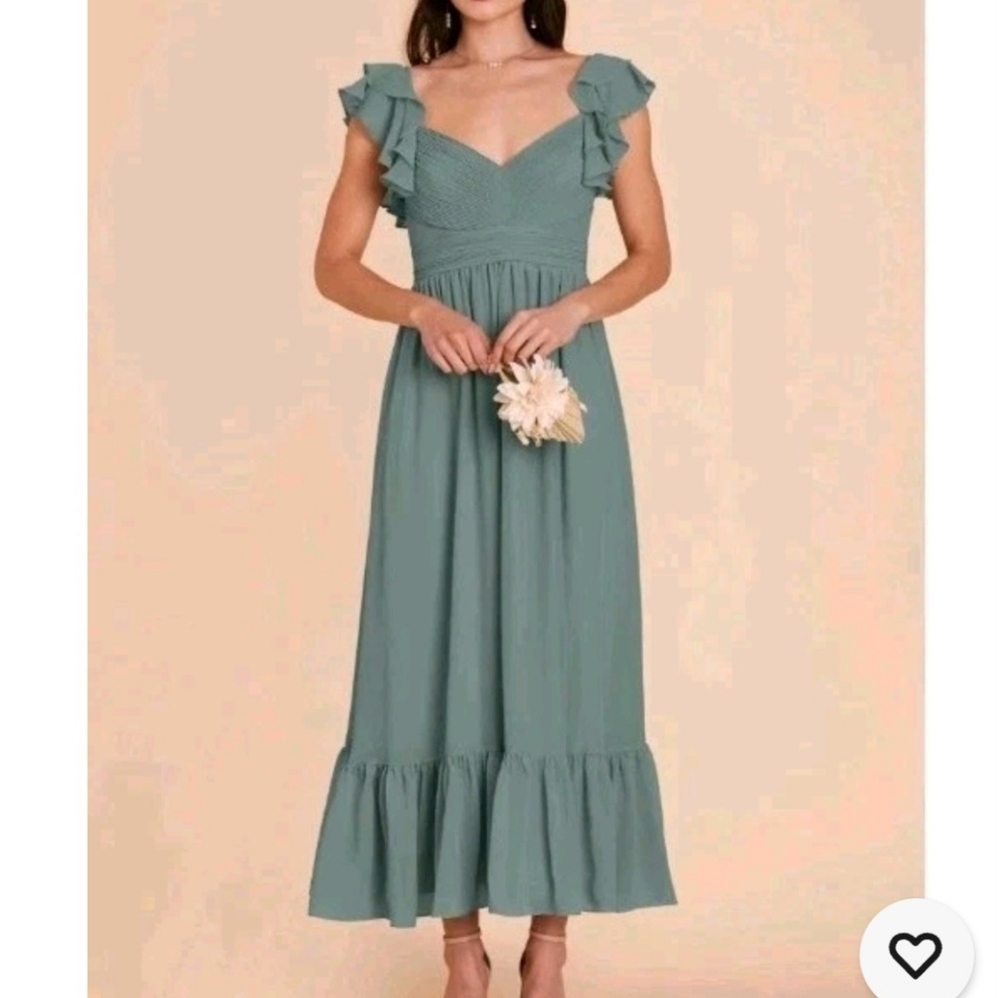 Birdy Grey Bridesmaids Dress In Chiffon seaglass Women's Size Small.